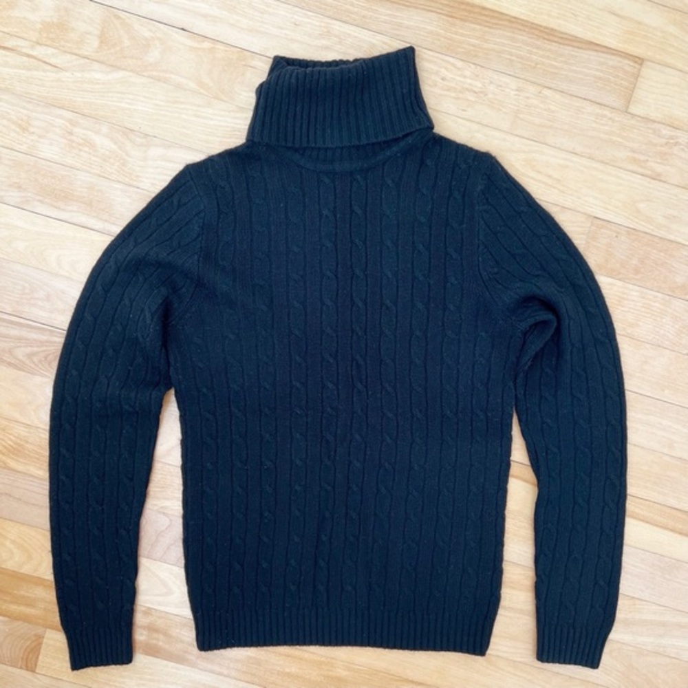 Vintage J. Crew Cable Knit Black Turtleneck - Size S